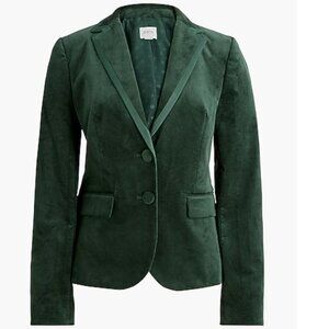 J Crew Velvet Schoolboy Blazer Darkest Forest Green Sz 22